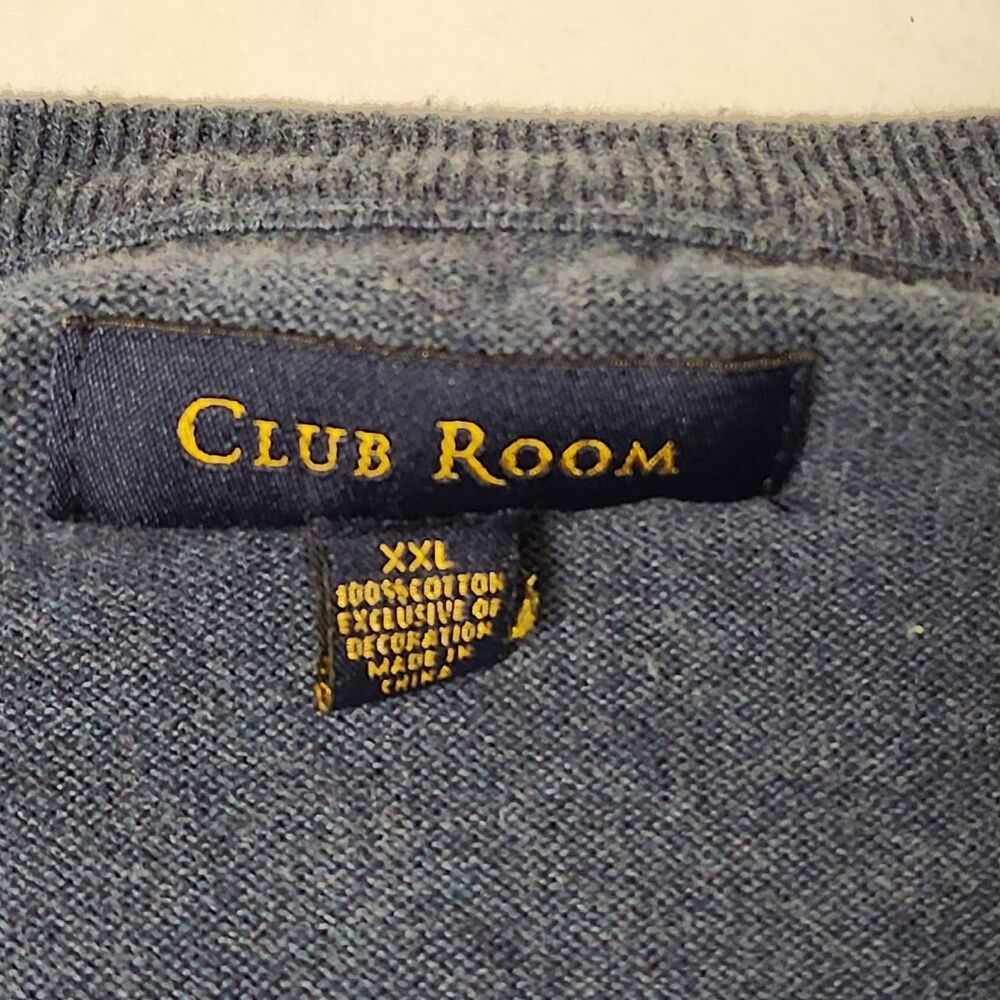Club Room Men's Size XXL 100% Cotton Vest Blue V-Neck - Picture 2 of 4